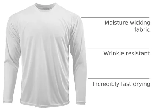 Vista 2 de DRI-Equip - Camisas de manga larga para deporte, disipa la humedad. Blanco