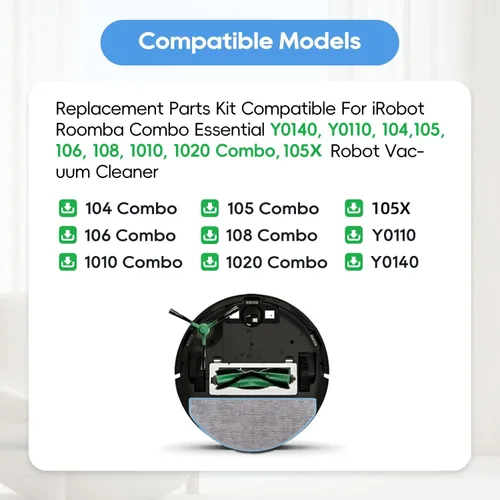 Vista 2 de Piezas de repuesto compatibles con iRobot Roomba Combo Essential Series (RVG-Y1), Y0140, Y0110, 105X, 104/105 / 106/108 / 1010/1020 Combo, 1 cepillo