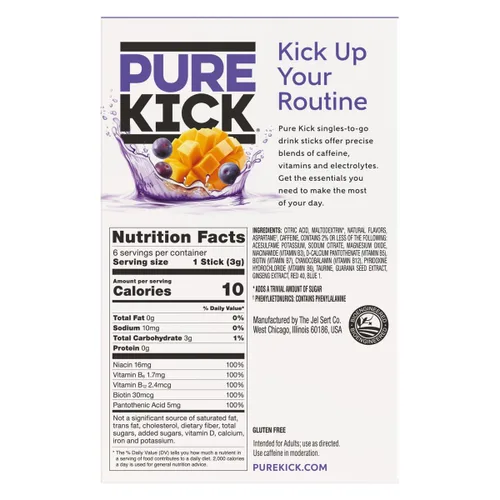 Vista 2 de Pure Kick Energy - Mezcla de bebida individual para llevar, mango acai, 6 cajas, 6 paquetes por caja (36 porciones individuales)