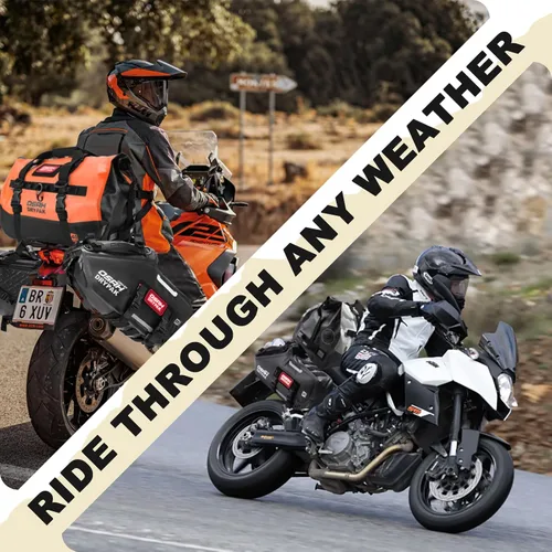 Vista 7 de Bolsa de lona impermeable 25L/40L/60L – Bolsa trasera de motocicleta resistente, bolsa seca enrollable para viajes, camping, canotaje, kayak