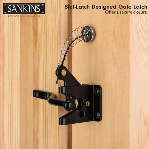 Vista 5 de Pestillo de puerta de bloqueo automático para valla de madera con tirador de cable de resorte, 1 unidad Automatic vinyl gate latch, post mount