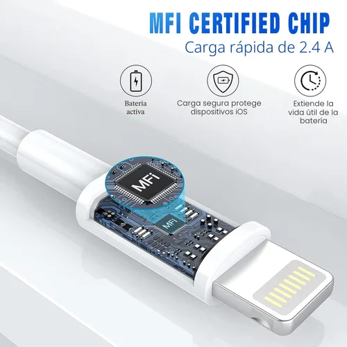 Vista 3 de Cable de carga rápida para iPhone [Certificado MFi de Apple] Paquete de 3 cables de 3 pies USB-A a Lightning, cable de carga para iPhone compatible