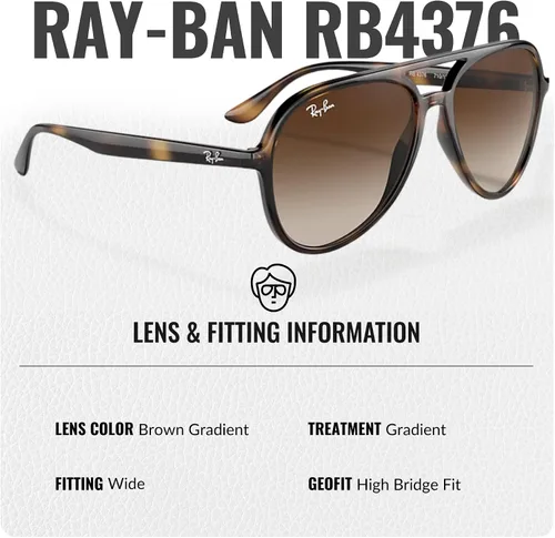 Vista 5 de Ray-Ban RB4376 Pilot Shaped Sunglasses for Men & Women with Official RAYBAN Eyewear Kit