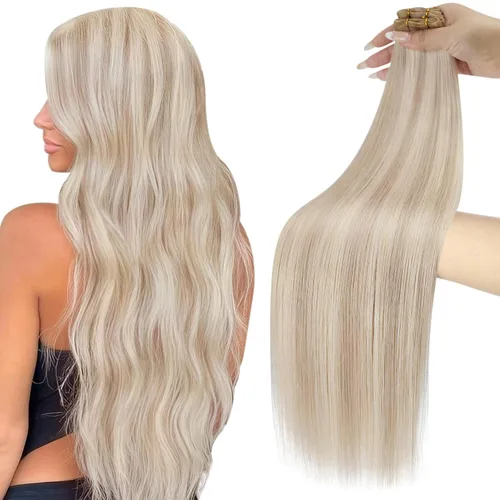 Vista 33 de Moresoo Extensiones de cabello humano real para coser, color negro natural