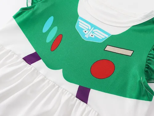 Vista 5 de Eledobby Buzz Lightyear Dress for Girls Kids Buzz Costume Halloween Dress Up Birthday Party Outfits