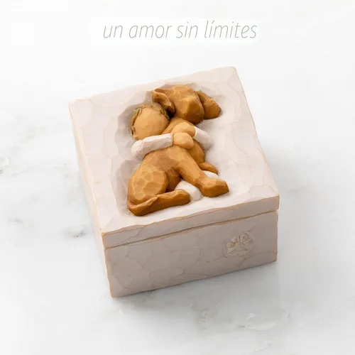 Vista 5 de Willow Tree Hug (perro dorado), caja de recuerdo esculpida pintada a mano