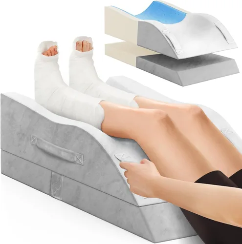Vista 13 de TranquilRelax Almohadas de elevación de piernas, almohada de cuña para después de una cirugía o descanso, soporte de piernas de espuma viscoelástica