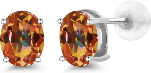 Vista 13 de Gem Stone King Aretes de oro de 14 quilates con piedra natal ovalada de 0.315 x 0.236 in Aretes de oro para mujer
