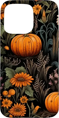 Vista 28 de iPhone 16 Autumn Flower Fall Halloween Spooky Pumpkin Floral Themed Case