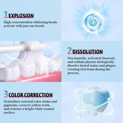 Vista 4 de Pasta dental blanqueadora de niacinamida para adultos con dientes sensibles, protección de esmalte, aliento fresco las 24 horas, blanquea suavemente