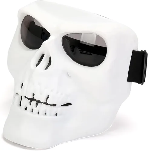 Vista 9 de Máscara de calavera espeluznante con lente polarizada para Airsoft, Paintball, Motor Racing
