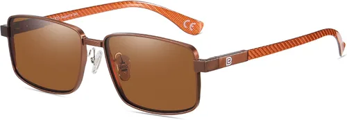 Vista 8 de DUCO Gafas de sol polarizadas rectangulares retro para hombres, tonos de fibra de carbono de moda Marco negro lente azul.