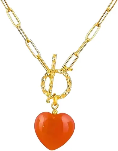 Vista 14 de Gempires Collar de corazón de gemas con cierre frontal para mujer con cadena de clip dorado, joyería con cierre de palanca para mujer, regalo