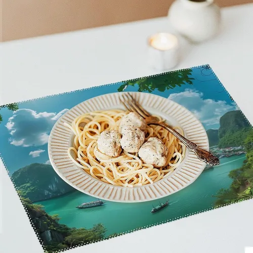 Vista 6 de Bo Hon Lsland -Vietnam Placemats Set of 6 Resistant Table Mats Washable Place Mats for Dinner Party Table Decoration