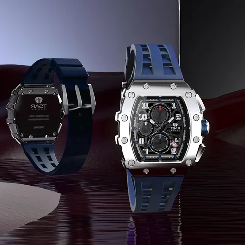 Vista 7 de Relojes Tonneau de lujo para hombre 5 ATM impermeable cuadrado cronógrafo analógico para hombre trabajo deporte moda elegante negocios minimalista