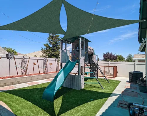 Vista 10 de Coarbor Toldo tipo vela de 2 x 2 x 2 pies, para exteriores, resistente, triangular, tela para patio, jardín, terraza, pérgola (beige)