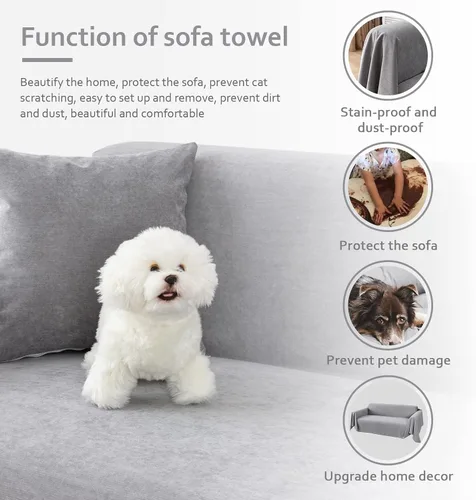 Vista 6 de Funda de sofá para sofá de 2 a 3 cojines, apta para mascotas, resistente al agua, antiarañazos de gatos, protector de muebles seccional