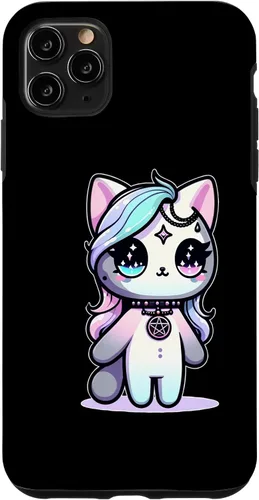 Vista 11 de Funda estética oculta espeluznante para iPhone 15 Kawaii Pastel Cat Ouija