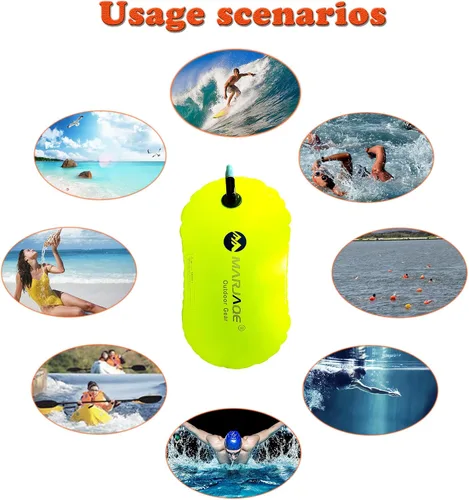 Vista 4 de Boya de natación para aguas abiertas, burbujas de natación para entrenamiento de natación seguro, triatletas, kayakistas y esnórquelers, flotador