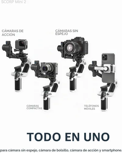 Vista 2 de FeiyuTech Kit oficial SCORP Mini 2 cardán, estabilizador de cámara de 3 ejes con luz de llenado AI Tracker, 1,3 pulgadas Touch Sreen, para cámara
