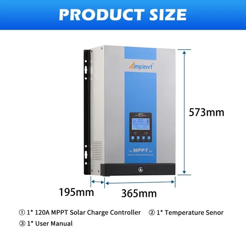 Vista 7 de Ampinvt Controlador de carga solar MPPT de 120 A, 12 V, 24 V, 36 V, 48 V, sistema de batería automático, entrada máxima de 150 V, regulador de panel