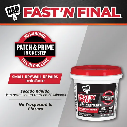 Vista 2 de DAP Fast 'N Final 7079812140 Spackling ligero, blanco, 8 onzas
