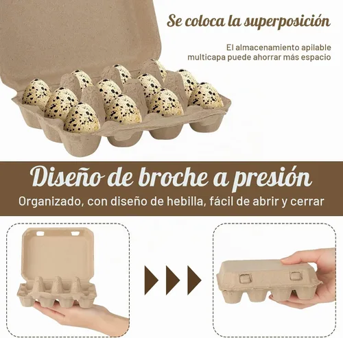 Vista 4 de 60 piezas de cartón de huevos de codorniz cesta de pulpa de papel, 3 x 4
