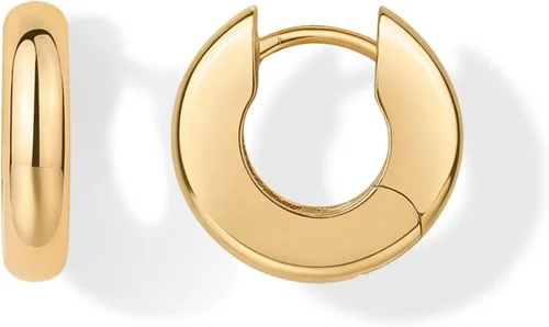 Vista 23 de PAVOI Aretes de aro gruesos chapados en oro de 14 quilates para mujer - Aretes pequeños de aro de oro con postes de plata de ley 925 - Joyería