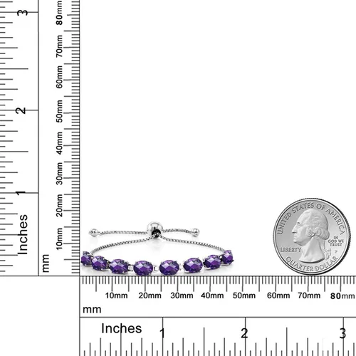 Vista 158 de Gem Stone King Pulsera de plata de ley 925 con piedra natal ovalada de 0.276 x 0.197 in para mujer, totalmente ajustable hasta 9 pulgadas