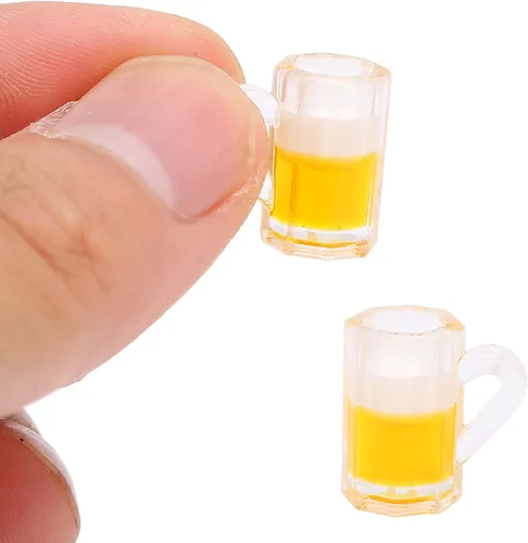 Vista 4 de 10 mini tazas de cerveza de plástico de 1 onza, vasos de chupito pequeños con asas, vasos transparentes reutilizables para degustación de cerveza