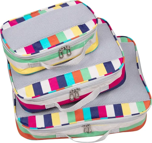 Vista 2 de Handy Sandy DELUXE - Juego de accesorios organizadores de equipaje de viaje de 5 piezas, Multi (Multi Stripes)
