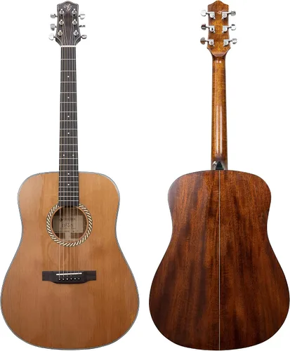 Vista 2 de Antonio Giuliani DN-3 Guitarra acústica de caoba con estuche de transporte y accesorios - Paquete completo de guitarra - Dreadnought