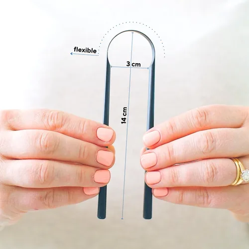 Vista 5 de Raspador de lengua, limpiador de lengua para adultos y niños, combate el mal aliento, raspador de lengua de metal, ideal para cuidado bucal, higiene