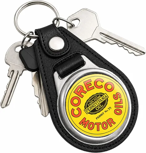 Vista 135 de Brotherhood Round Key Chain for Vintage Motor Oil, Petroleum, and