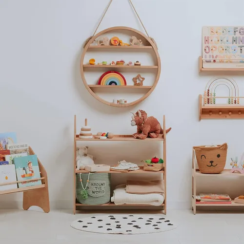 Vista 7 de Estante abierto de madera para niños, muebles Montessori, almacenamiento de juguetes, sala de juegos, guardería, regalo, decoración de habitación