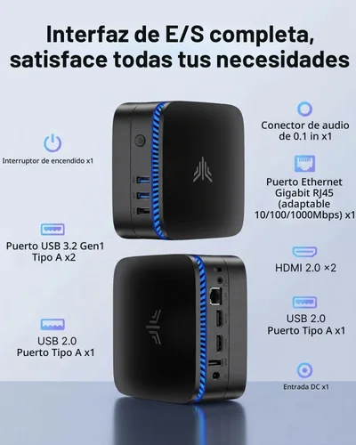 Vista 4 de KAMRUI AK1PLUS - Mini computadora de escritorio, Intel N5030 (hasta 3.1 GHz), 12 GB de RAM 256 GB SSD, Mini computadora de escritorio 4K dual
