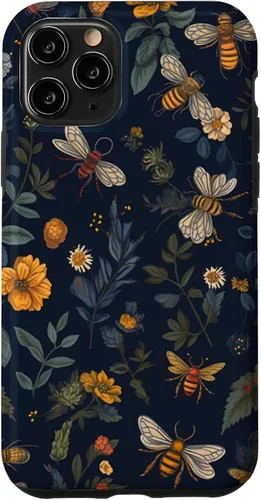 Vista 29 de Bees and Wildflowers on Dark Blue Funda para iPhone 17
