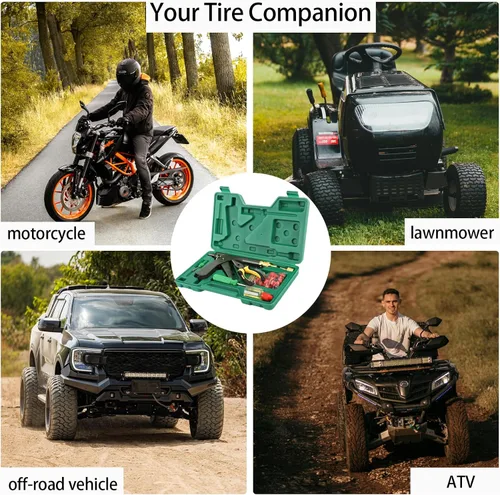 Vista 6 de Kit de reparación de neumáticos con tapones, kit de tapones de neumáticos tipo hongo, kit de parches para neumáticos de servicio pesado profesional
