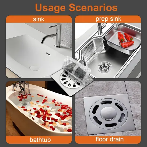 Vista 3 de Adhesivos desechables para drenaje de pelo, nueva actualización desechable para suelos y duchas, protector de drenaje de ducha de baño con cubierta