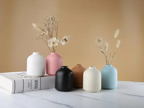 Vista 5 de Jarrón de cerámica – Jarrón pequeño, moderno jarrón de cerámica minimalista, florero de flores secas, decoración del hogar, arreglo floral