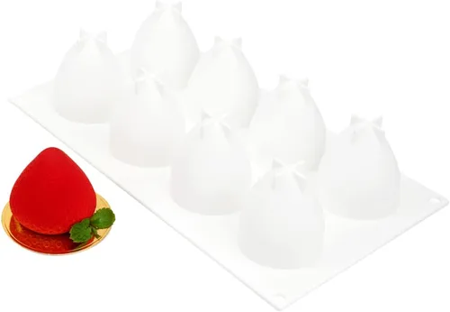 Vista 29 de Restaurantware -Molde de bola de 8 cavidades de pastelería, 1 molde de chocolate listo para horno - Molde de silicona blanca flexible, congelable