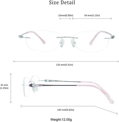 Vista 20 de LifeArt Pure Titanium Frame Glasses/Blue Light Blocking Reading Glasses, Reduce Eyestrain, Stylish for Men and Women 3033_(champán Clear)