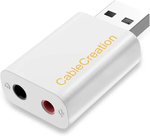 Vista 13 de CableCreation - Adaptador de audio USB con conector de 0.138 in, tarjeta de sonido estéreo externa USB con auriculares de 0.138 in y micrófono