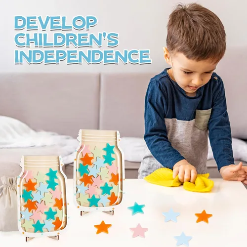 Vista 5 de Tarro de recompensa magnético, tarros de incentivos para niños y niñas, tarro magnético de recompensa de estrellas, herramientas de aula de gestión