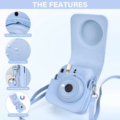 Vista 6 de Fuji Mini 12 - Funda para cámara y álbum de fotos, funda protectora de cuero compatible con cámara instantánea Instax Mini 12 con álbum de fotos