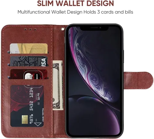 Vista 2 de Funda para iPhone XR, para Apple XR con protector de pantalla de vidrio templado, diseño de mandala en relieve, soporte para tarjeta de crédito