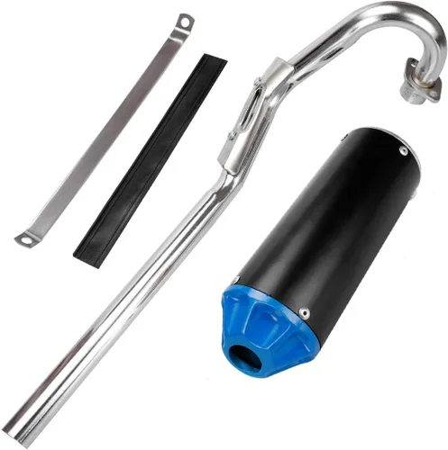 Vista 2 de FVRITO Kit de montaje de tubo silenciador de escape de alto rendimiento para CRF50 XR50 70cc 110cc 125cc Taotao DB14 DB10 SSR SR110 Rocketa xpro Azul