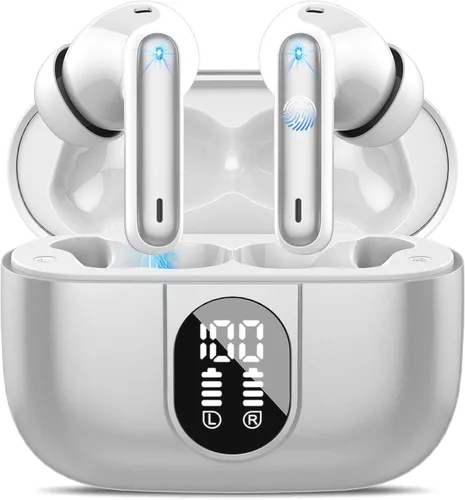 Vista 9 de Csasan Auriculares inalámbricos Bluetooth 5.3, auriculares intraurales de reproducción de 40 horas, mini auriculares Bluetooth con micrófono ENC
