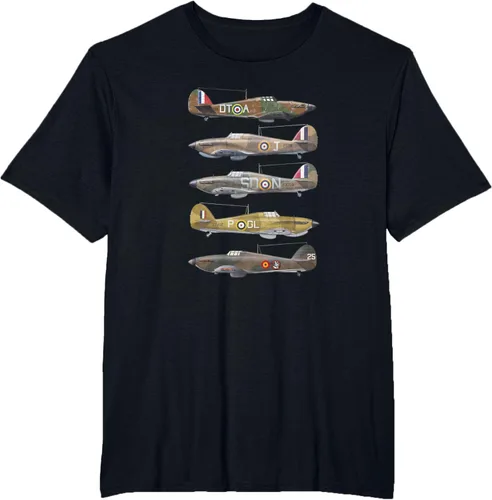 Vista 22 de Hawker Hurricane is a British WW2 camiseta de aviones de combate Negro