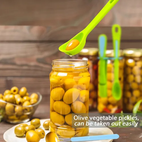 Vista 3 de Paquete de 2 cucharas de aceituna y tenedor de pepinillo, herramienta para recogedor para tarro, accesorio de cocina